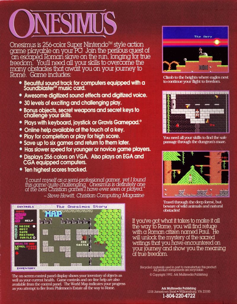 Cliquez sur l'image pour la voir en taille réelle   Nom : 		112244-onesimus-a-quest-for-freedom-dos-back-cover.jpg  Affichages :	1  Taille :		7035 Ko  ID : 			756217