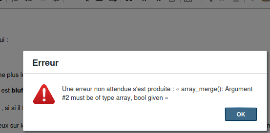 Erreur lors de l'envoi